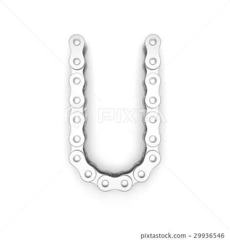 Alphabet made from Bicycle chain, letter U.  29936546