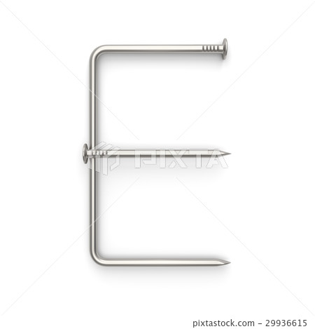 Alphabet made from nails, letter E. Alphabet made from nails, letter E. 29936615