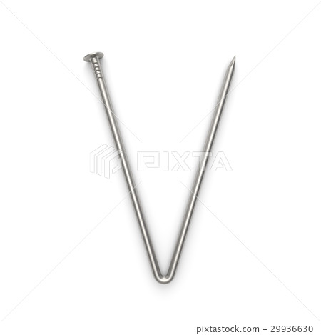 Alphabet made from nails, letter V. Alphabet made from nails, letter V. 29936630