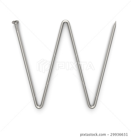 Alphabet made from nails, letter W. Alphabet made from nails, letter W. 29936631