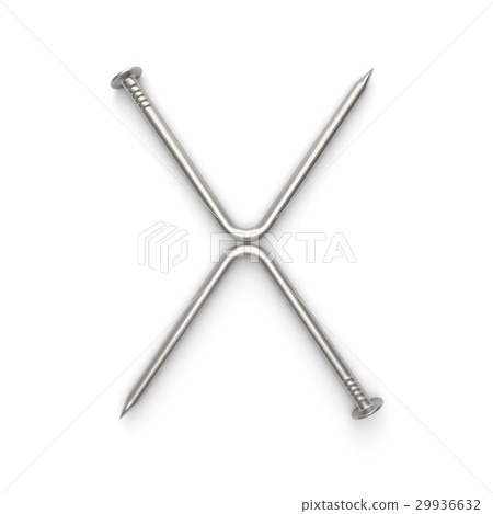 Alphabet made from nails, letter X. Alphabet made from nails, letter X. 29936632