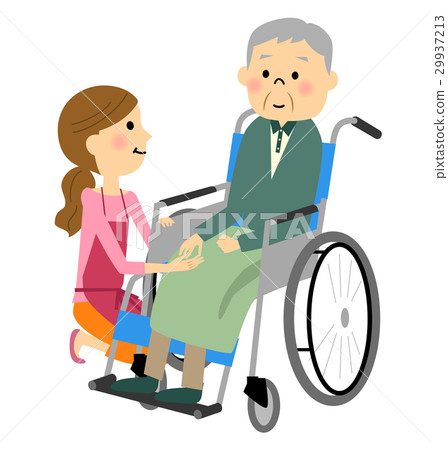 Elderly care for sitting on a wheelchair - Stock Illustration [29937213 ...