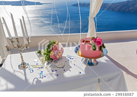 Wedding table with cake and candles Wedding table with cake and candles 29938087