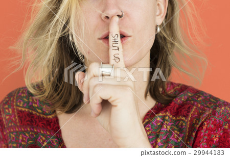 Woman Quiet Shut Up Secret Shh Portrait Concept Woman Quiet Shut Up Secret Shh Portrait Concept 29944183
