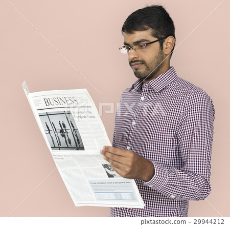 Indian Man Reading Newspaper Concept 29944212