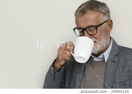 Caucasian Old Mature Drinking Coffee 29944220