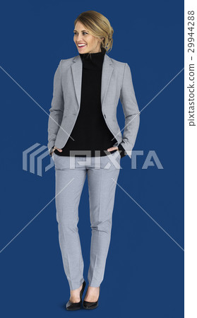 Caucasian Business Lady Cheerful Studio Concept Caucasian Business Lady Cheerful Studio Concept 29944288