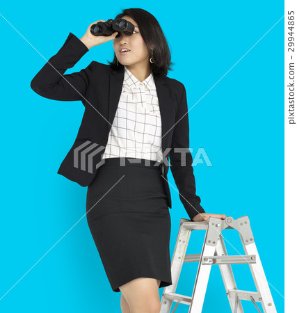 Asian Business Woman Ladder Binoculars Asian Business Woman Ladder Binoculars 29944865