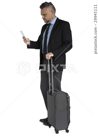Caucasian Business Man Travel Luggage 29945111