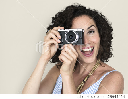 Women Hands Hold Camera Shoot Smile Women Hands Hold Camera Shoot Smile 29945424
