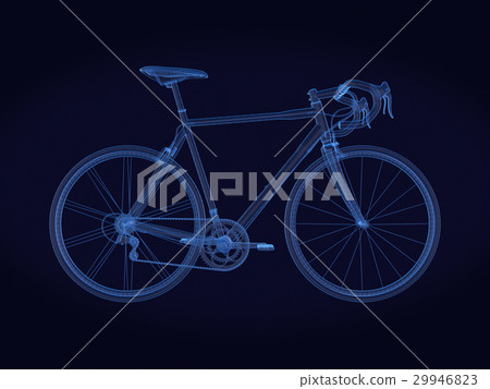 bike  in Hologram Wireframe Style .3D rendering 29946823