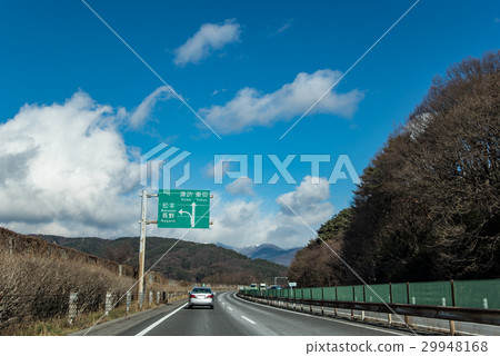 Okaya junction soon while driving on the central expressway 29948168