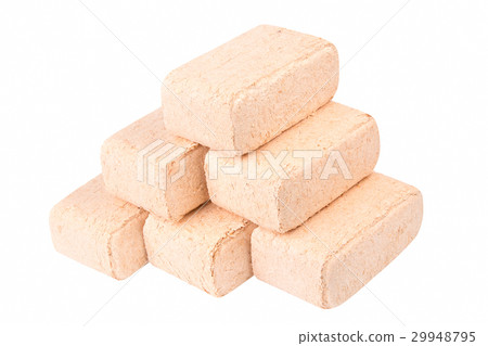 Wood briquettes isolated on white background. 29948795