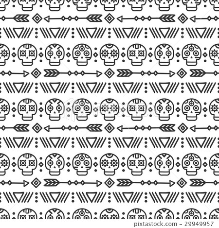 Day of the Dead. Tribal hand drawn line mexican 29949957
