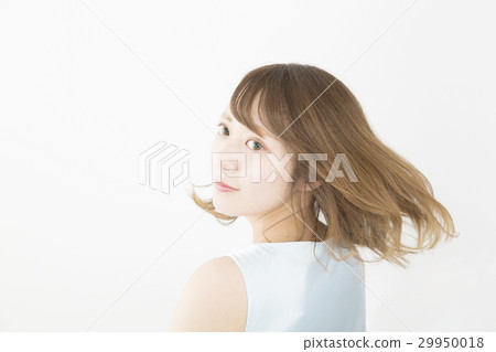 Beauty turning face flowing hair Beauty turning face flowing hair 29950018