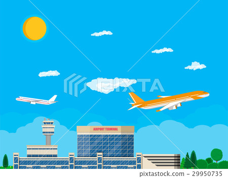Airport control tower, terminal building - Stock Illustration [29950735 ...