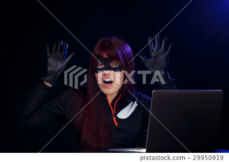 Brunette spy in black mask 29950919