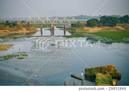 Life of India : Fishing boat in a river of India 29951949