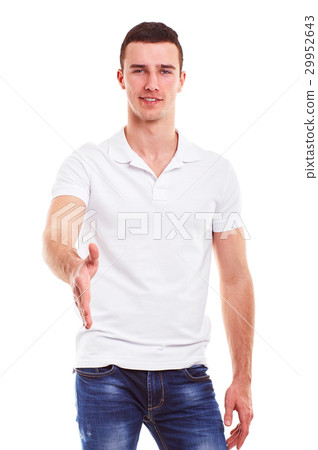 Smiling man in a white polo shirt 29952643