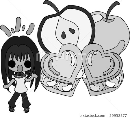 Cute girl and apple cookie Cute girl and apple cookie 29952877