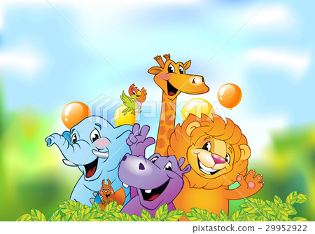 Cartoon animals, cheerful background Cartoon animals, cheerful background 29952922