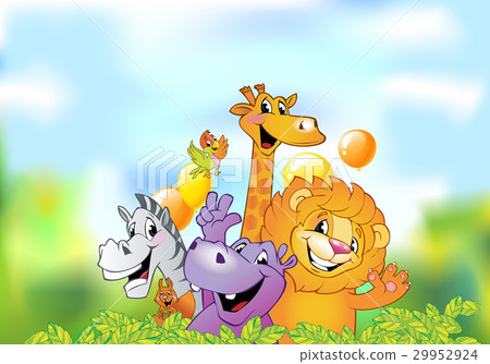 Cartoon animals, cheerful background Cartoon animals, cheerful background 29952924