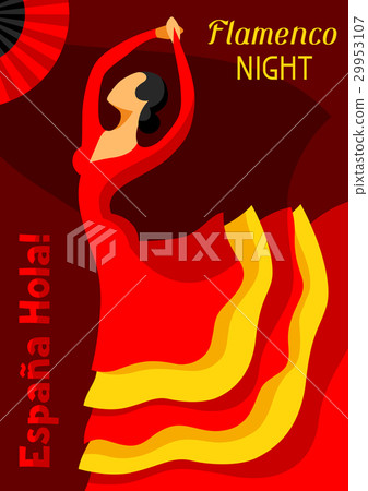 Traditional spanish flamenco. Woman in red dress 29953107