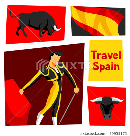 Traditional spanish corrida. Bull and toreador 29953173