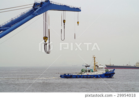 打撈船的起重機和拖船 29954018