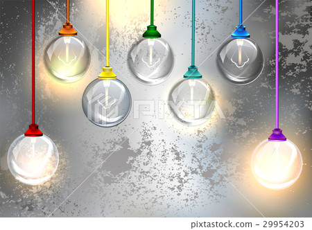 Round light bulbs on a gray background 29954203