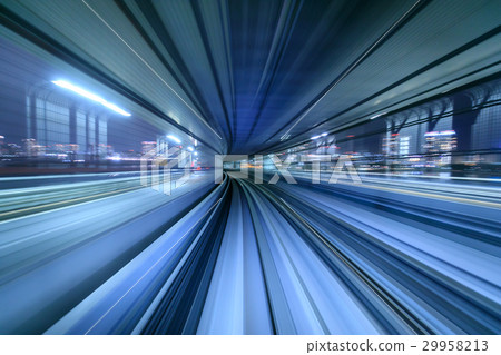 Motion blur of train moving in Tokyo, Japan 29958213
