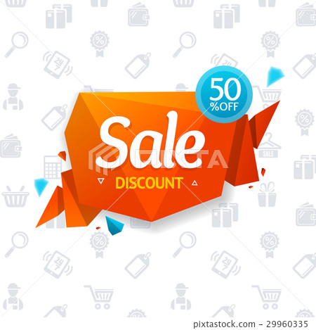 Sale Label Abstract Origami Bubble Speech and 29960335