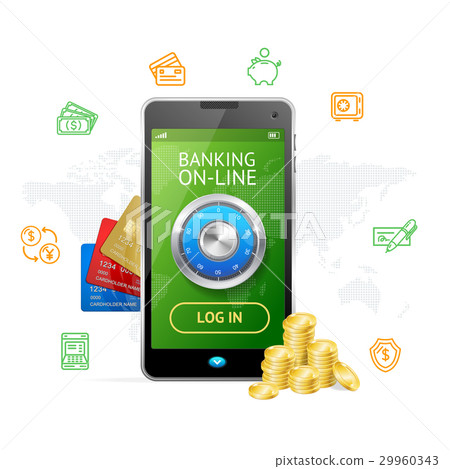 Banking Online Concept Mobile Phone App. Vector - Stock Illustration ...