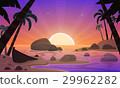 Cartoon Sunset Tropical Beach 29962282
