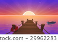Cartoon Sunset At Pier 29962283