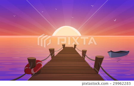Cartoon Sunset At Pier Cartoon Sunset At Pier 29962283
