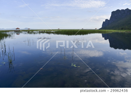 Beautiful blue sky reflect on lagoon 29962436