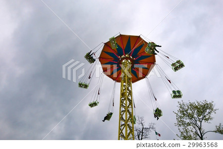 Looking Up on Swinging Chair Swing Ride. 29963568