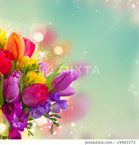 bouquet of bright spring flowers 29963772