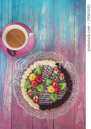 cakes on color background 29963881