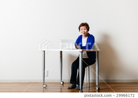 An elderly woman using a personal computer 29966172