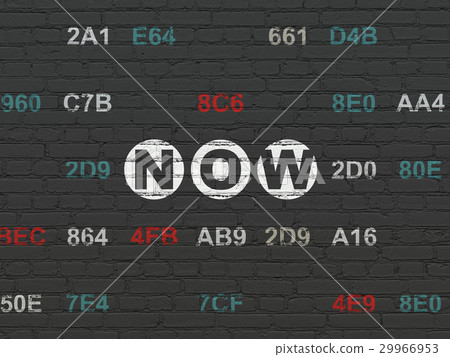 Time concept: Now on wall background 29966953
