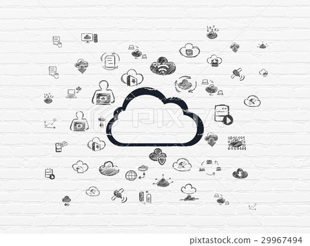 Cloud computing concept: Cloud on wall background Cloud computing concept: Cloud on wall background 29967494