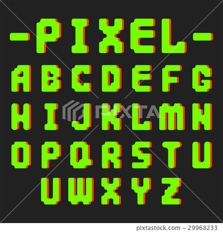 Pixel retro font video computer game design 8 bit 29968233