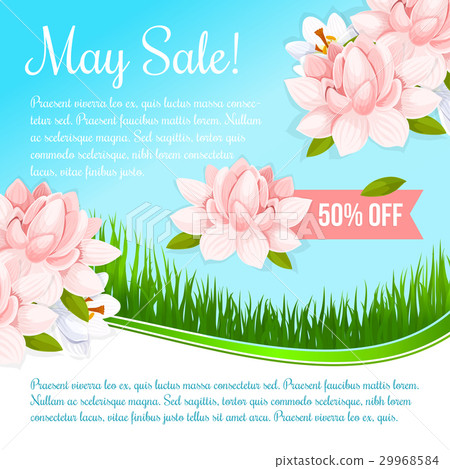 Spring holiday flowers discount sale vector poster Spring holiday flowers discount sale vector poster 29968584