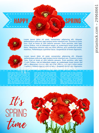 Vector spring holiday poster with poppy flowers 29968661