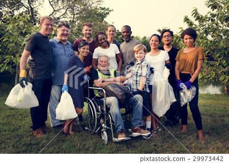 Group of diversity people volunteen charity project Group of diversity people volunteen charity project 29973442