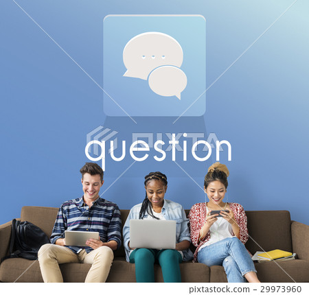 People Laptop Chat Conversation Bubble Graphic 29973960