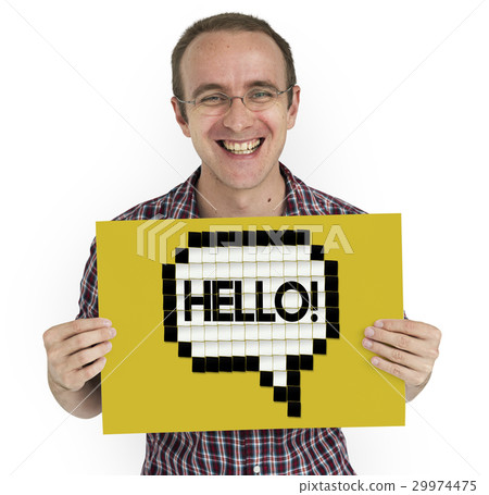 Hello Hi Greeting Speech Bubble Holding Board 29974475