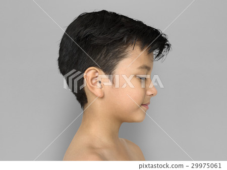 Little Boy Side View Bare Chested Smile Little Boy Side View Bare Chested Smile 29975061